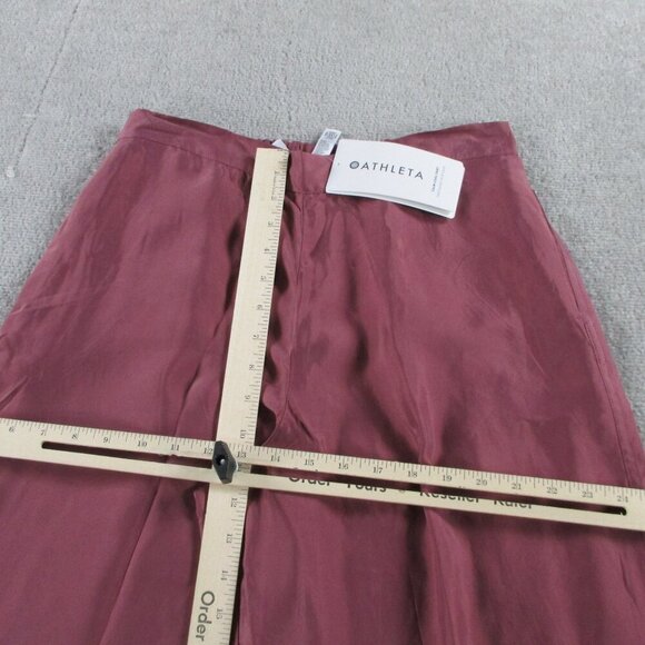 NWT Athleta Calm Cool Pants Med Tawny Rose Sleep Satin Silk Loungewear Wide Leg - Picture 6 of 14
